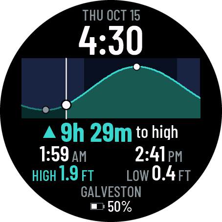 Tide Line — NOAA Tide Curve Watch Face · Screenshot 1