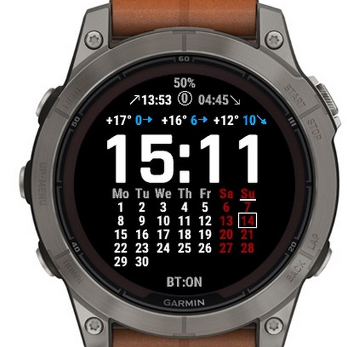 Calendar · Weather · Precipitation Ring watchface · Screenshot 0