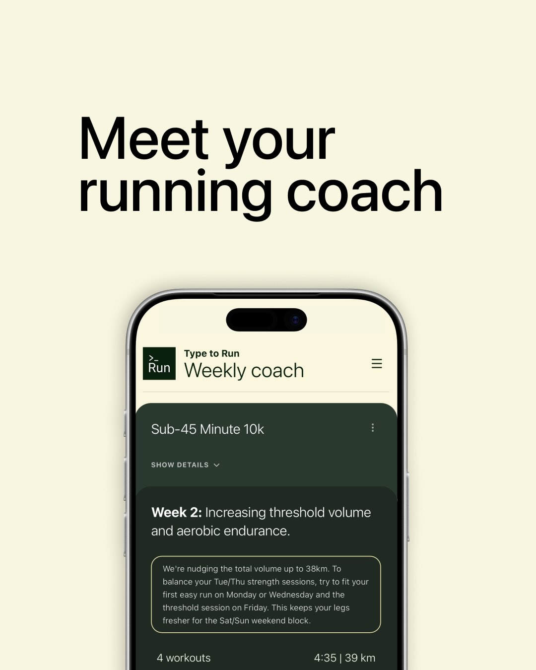 Type to Run | AI Coach & Instant Workouts · Screenshot 0