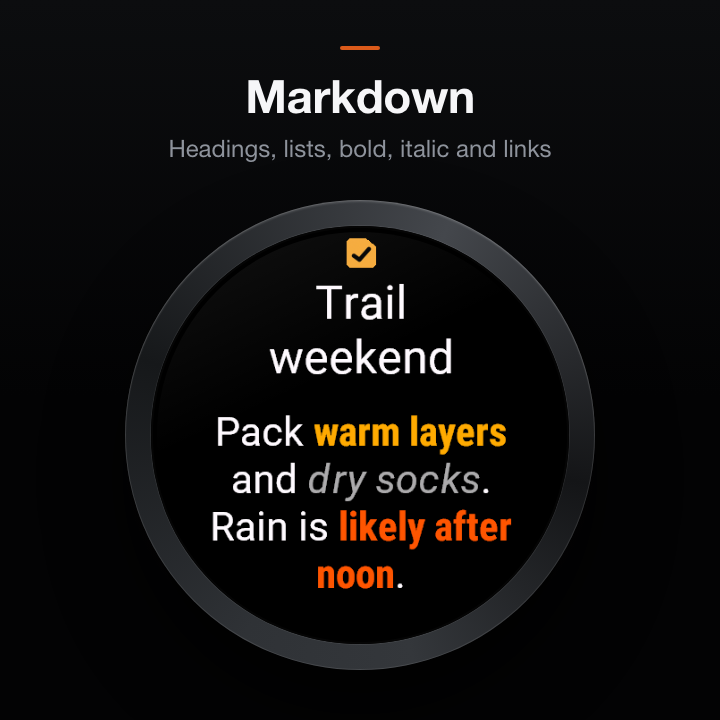 Markdown notes · Skärmbild 1