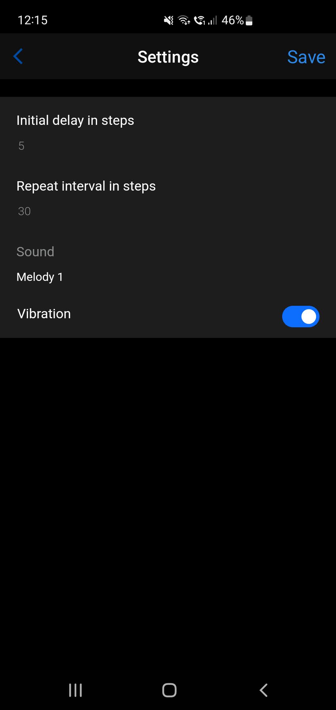 Activity Start/Stop Reminder (Steps) · Screenshot 2