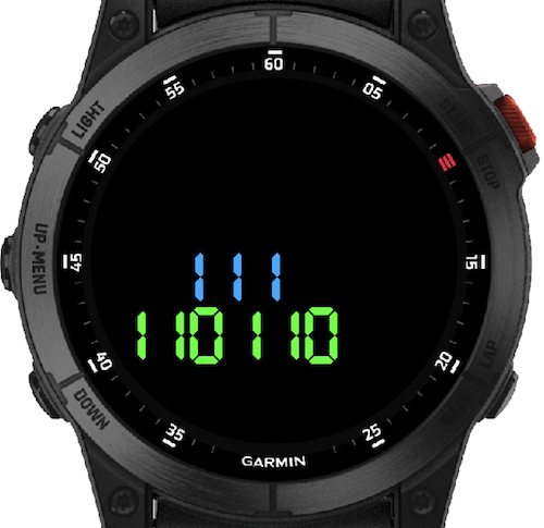 Minimalist Binary Garmin watch face