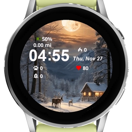 Snowy Scene Cabin Two Deers · Screenshot 0