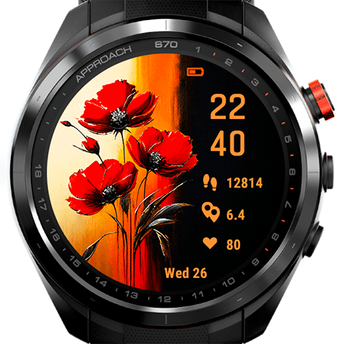 Red Poppy Art Watch Face G · Screenshot 0