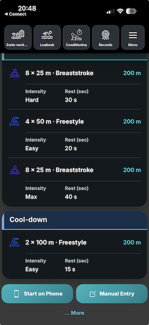 ActiveLog Swimming · Screenshot 0