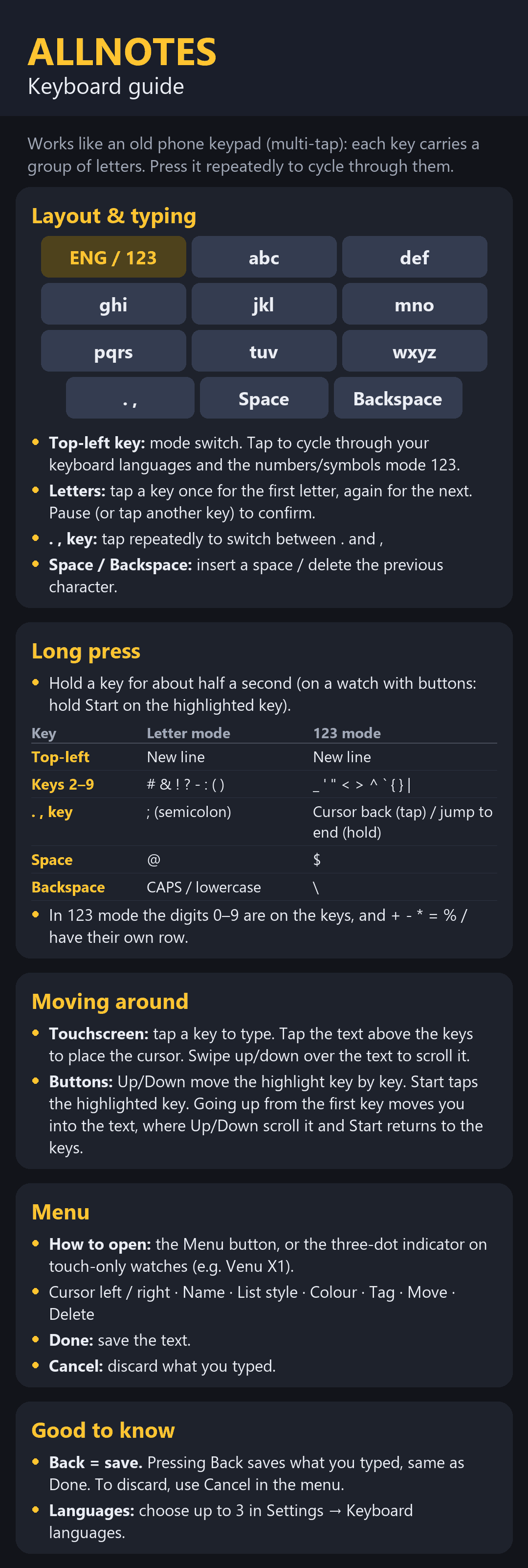 ALLNOTES - Notes on your watch · Screenshot 3