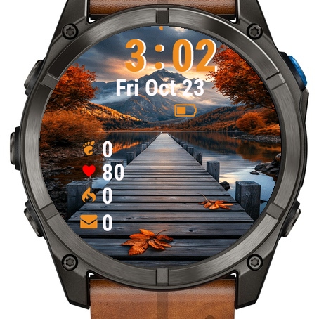 Wooden Dock Has Fallen Leaves Garmin watch face preview