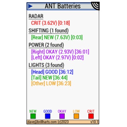 ANT Battery Levels · Screenshot 0