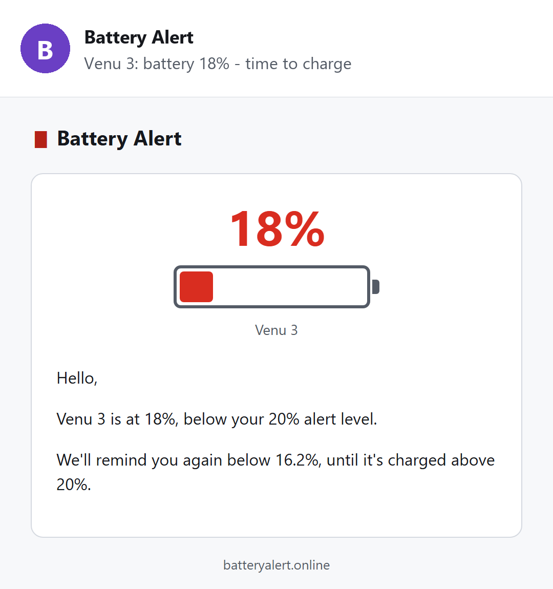 Battery Alert · Snímek obrazovky 3