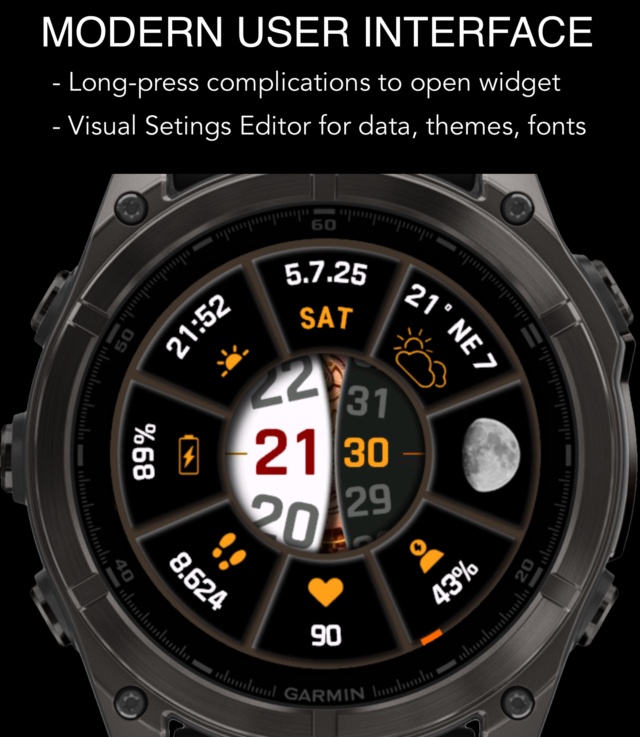 Octa Radial watch face for Forerunner 170