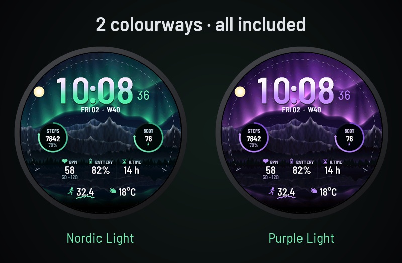 Nordic Light - Northern Lights Aurora Watch Face · Screenshot 1