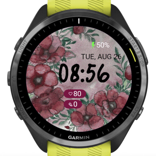 Watercolor Red Flower Watch Face · Screenshot 1