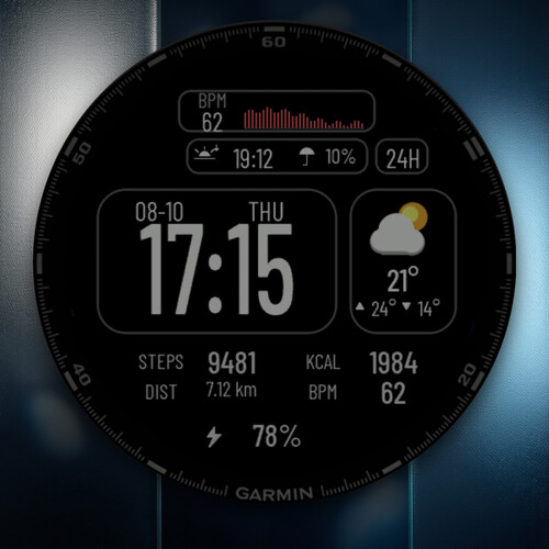 Glass Watch Face – 天气、心率与 AOD 表盘 · Screenshot 4