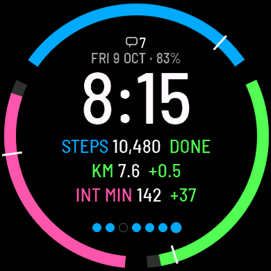 Pace Rings Watch Face - Daily Goals, On Track · Screenshot 1