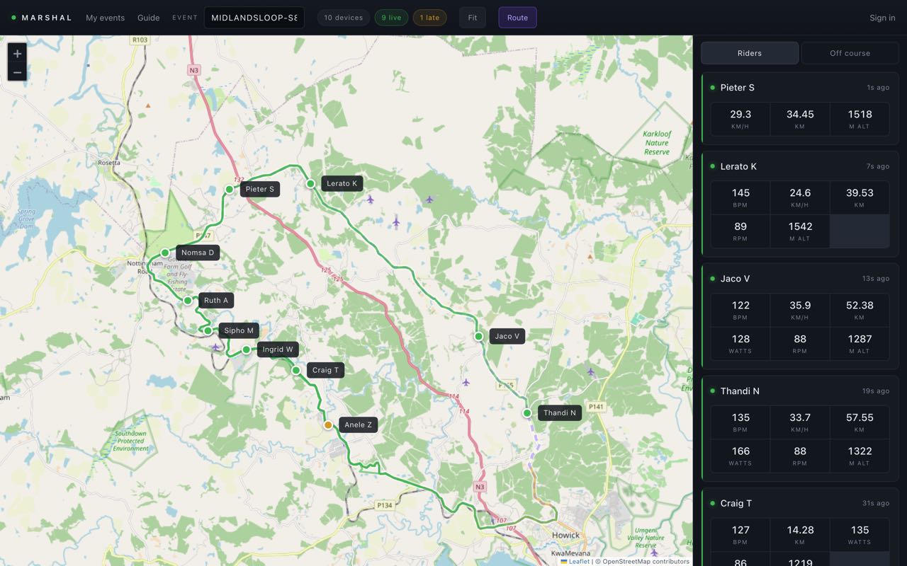 Marshal - live group event tracking · Screenshot 2