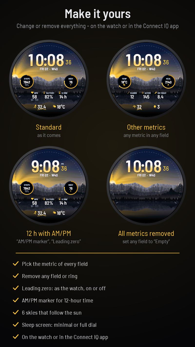 Summit - Living Mountain Day & Night Watch Face · Zrzut ekranu 2