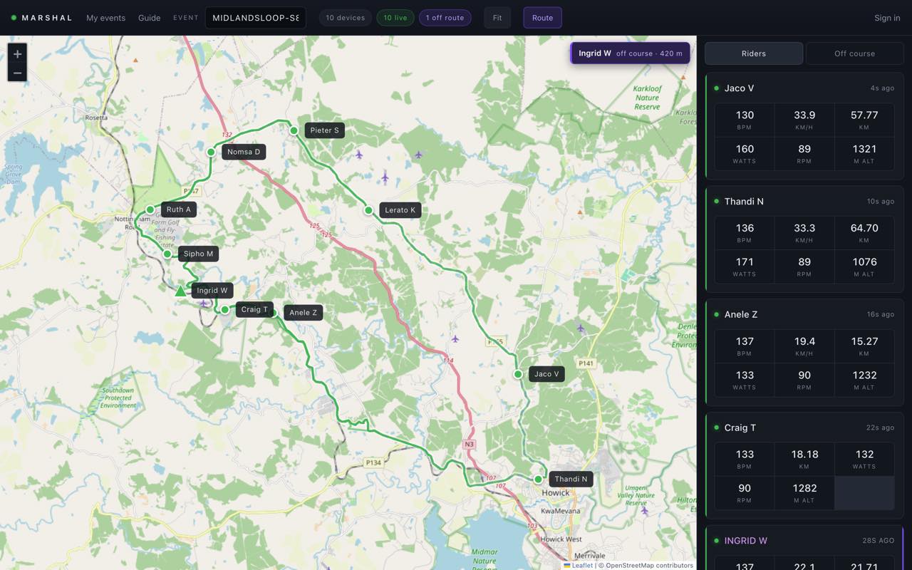Marshal - live group event tracking · Screenshot 3