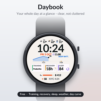 Daybook Free - Body Battery 和天气表盘 · Screenshot 0