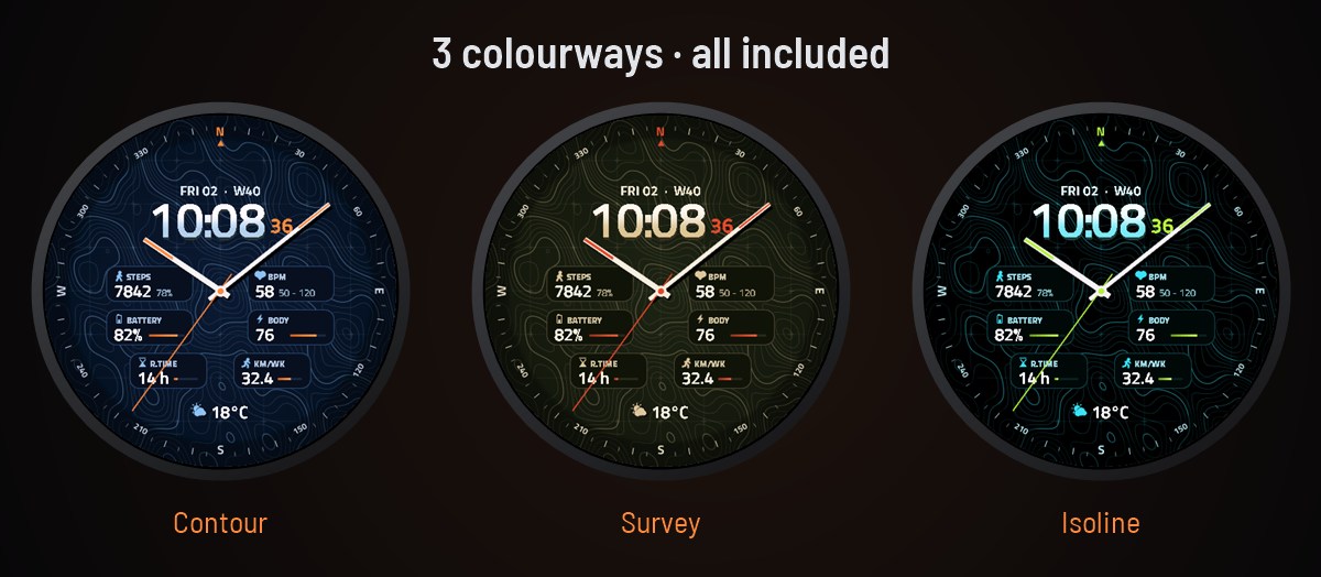 Contour - Topo Map Compass Watch Face · Screenshot 1