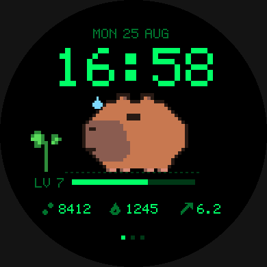 Capybara Buddy - Pixel Pet Watch Face · Screenshot 3