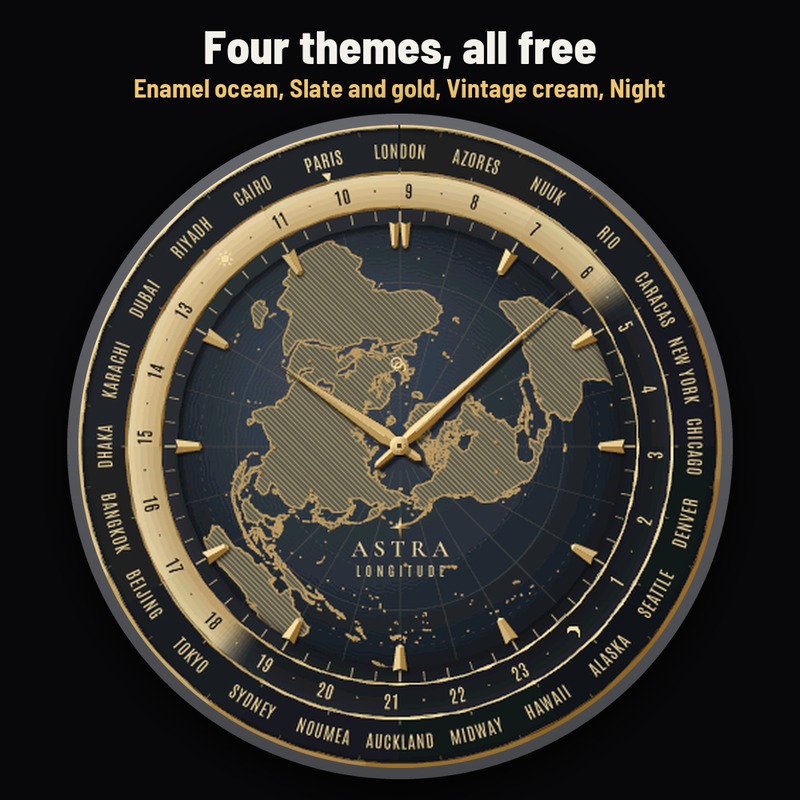 Astra Longitude Free – 世界时间，时区腕表 · Screenshot 1
