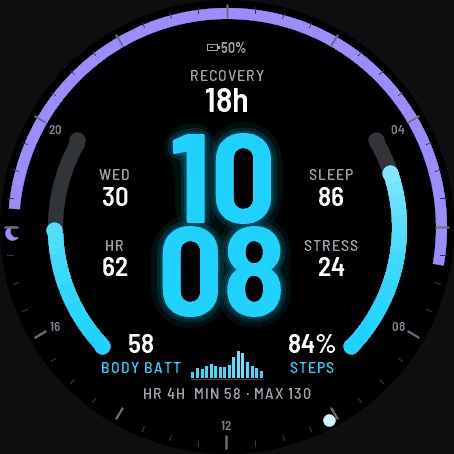 Metric: Big Numbers & Body Battery | Graticule · Screenshot 1