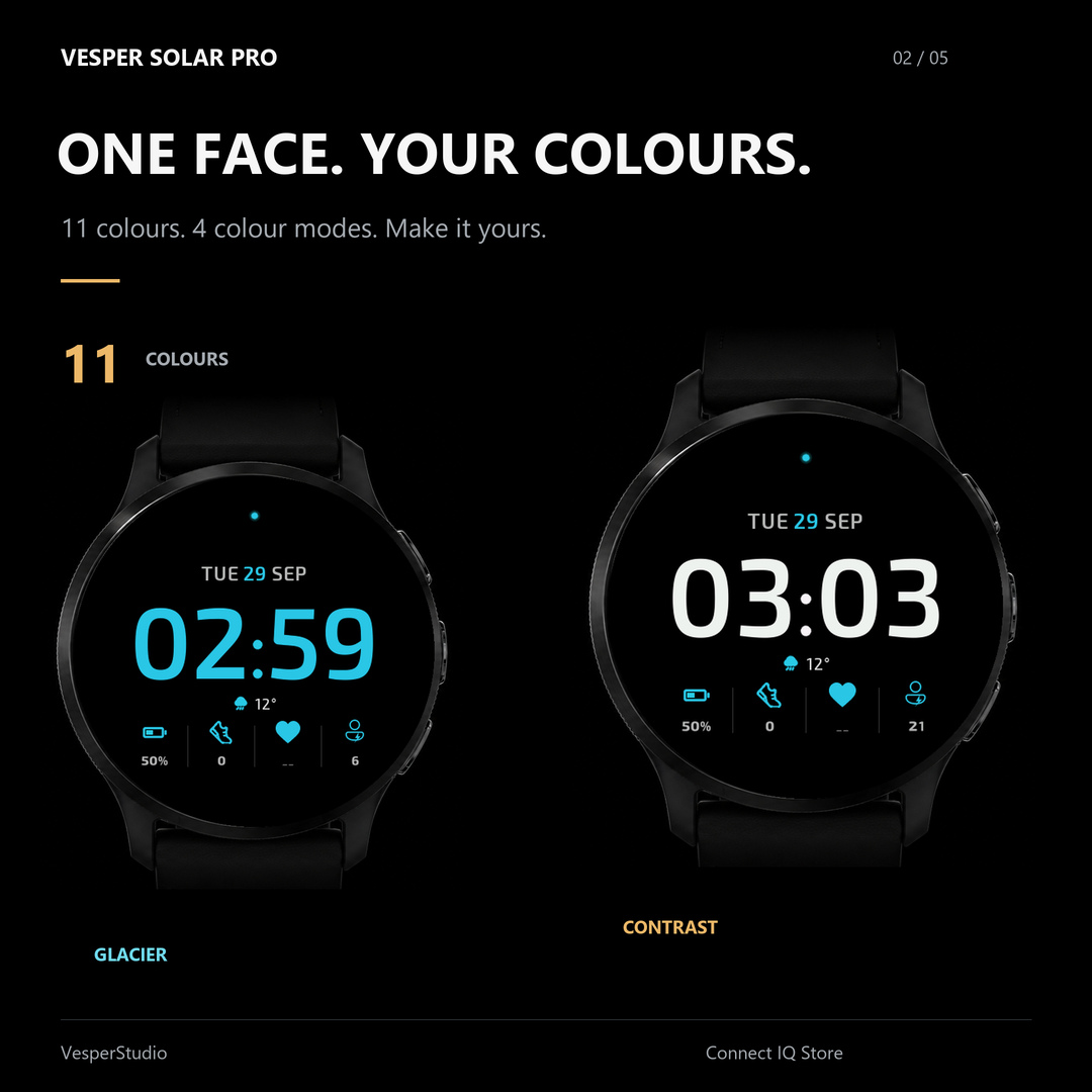 Vesper Solar Pro — clean digital watch face · Screenshot 1