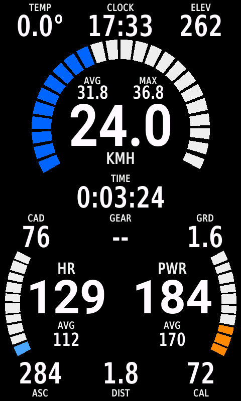 Dash - peak performance data field · Screenshot 0