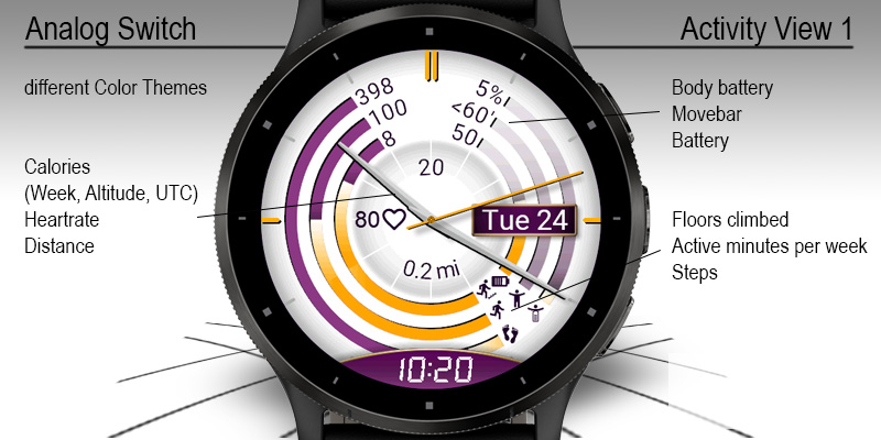 Analog Switch hybrid watch face screenshot 4