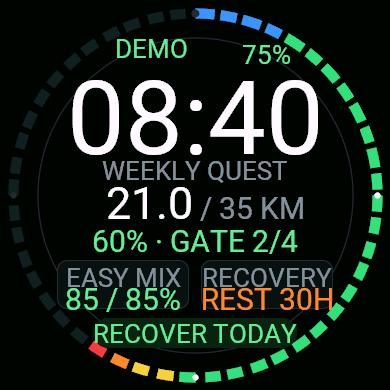 Runner Face: Weekly Zones · Screenshot 2