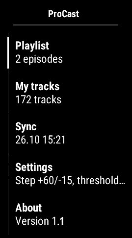 ProCast — podcasts and tracks on your watch · Képernyőkép 0