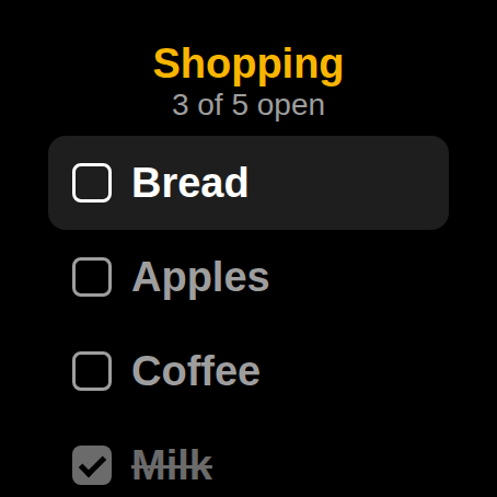 GKG – Keep lists on your watch · Screenshot 2