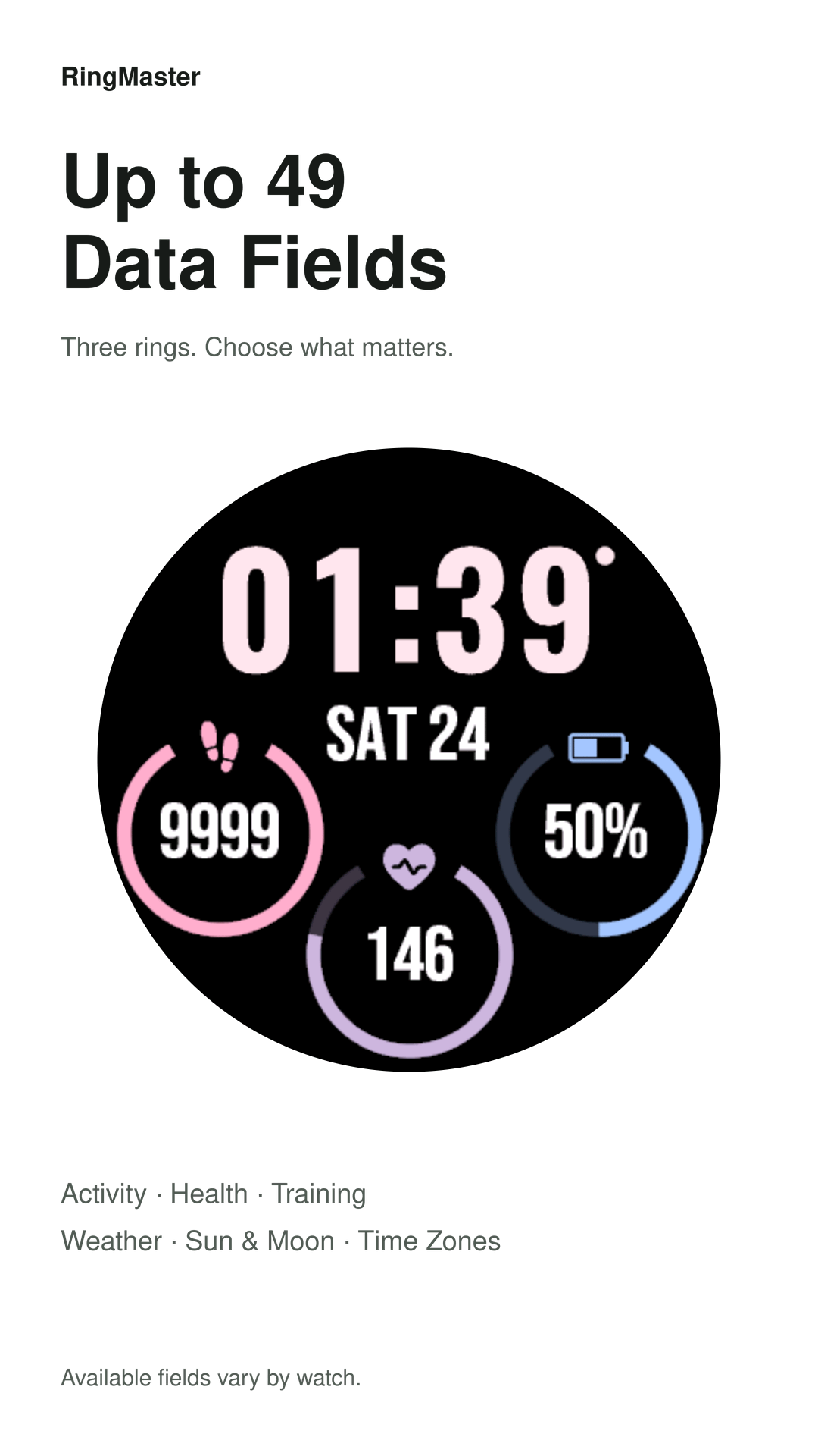 Ring Pro 圆环：简约三环运动健康天气农历表盘 · Screenshot 0