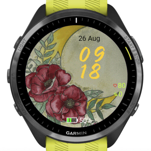 Moon and Red Flowers Watch Face · Screenshot 1