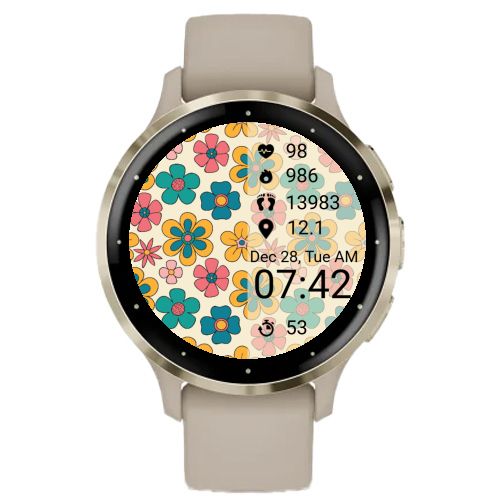 Retro Flowers Yellow and Turquoise · Screenshot 1