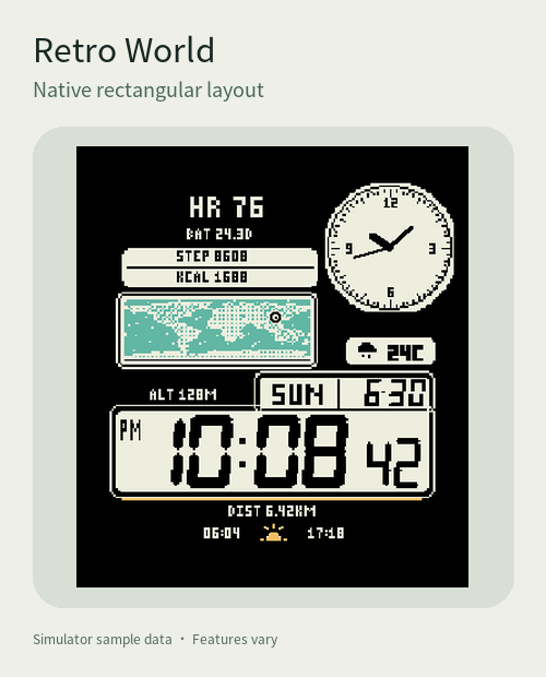 Retro World · Map watch face screenshot 3