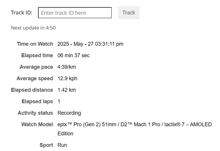 Tracker Data Field screenshot 2