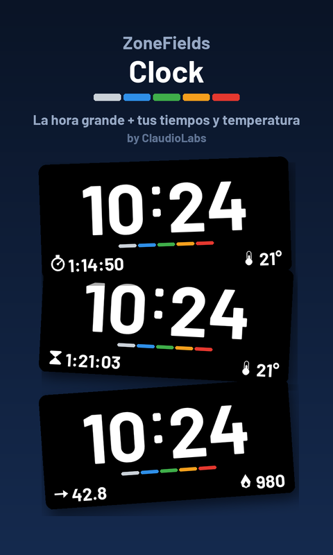 ZoneFields Clock - Time, Ride Times & Temp · Screenshot 0