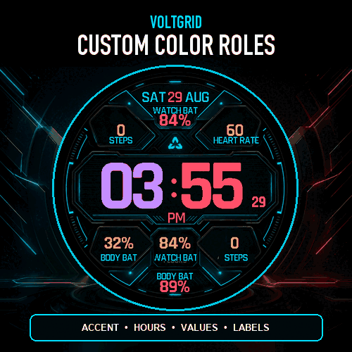 VoltGrid: Data-Rich Watch Face · Screenshot 0