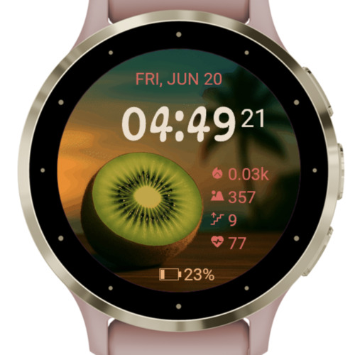Kiwi Sunset – Elegant & Fresh Watch Face · Screenshot 0
