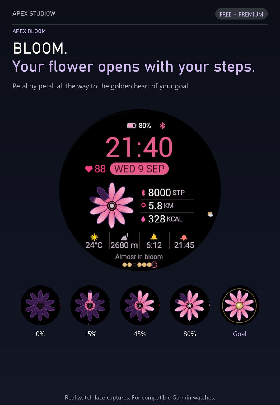 APEX BLOOM FLOWER STEP TRACKER AMOLED ALWAYS-ON · Screenshot 1