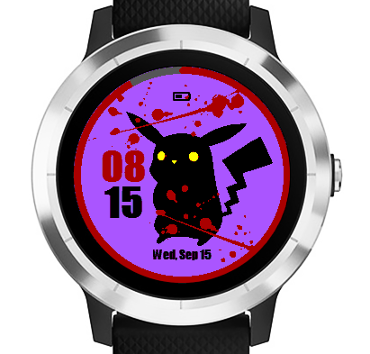 Bloody Pikachu loves Halloween / Pokemon watch face screenshot 3