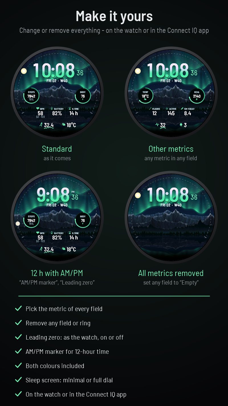 Nordic Light - Northern Lights Aurora Watch Face · Skjermbilde 2