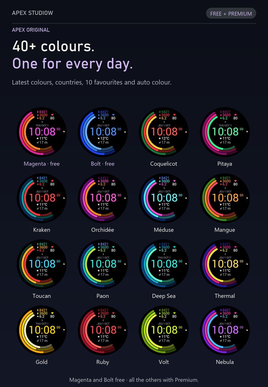 APEX ORIGINAL AMOLED ALWAYS-ON 40+ COLORS ON WATCH · Screenshot 1