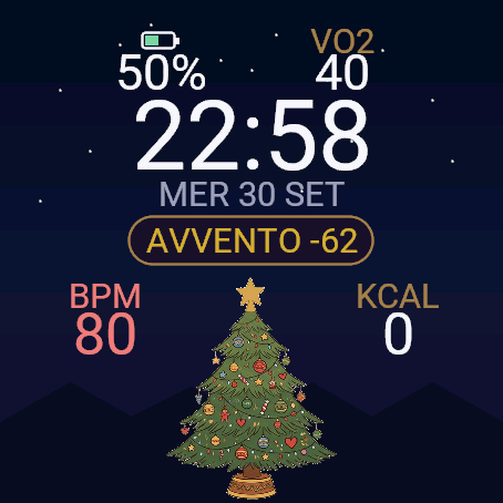 Advent VO2fit – Christmas Watch Face · Screenshot 2