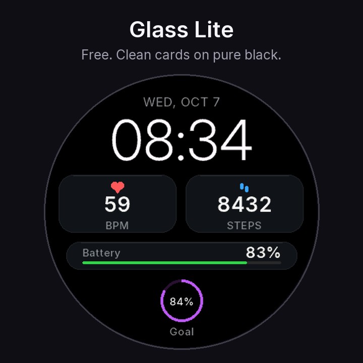 Glass Lite - Free Minimal AMOLED Watch Face · Screenshot 0