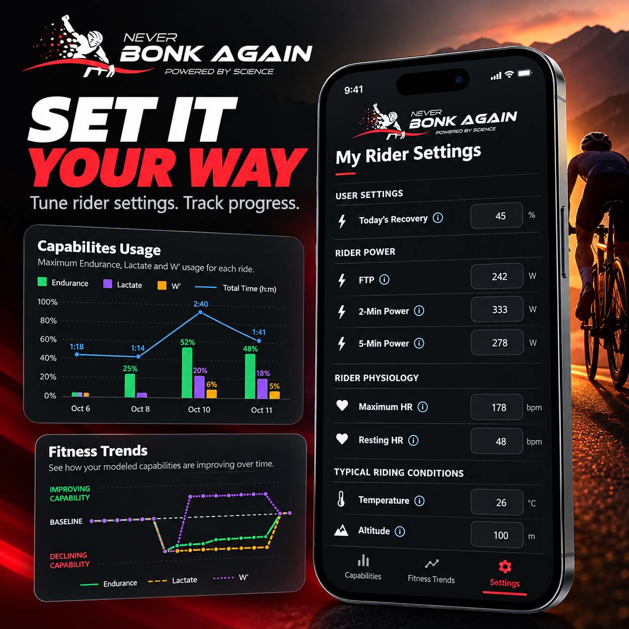 Never Bonk Again – W prime & Endurance Tracker · Screenshot 2