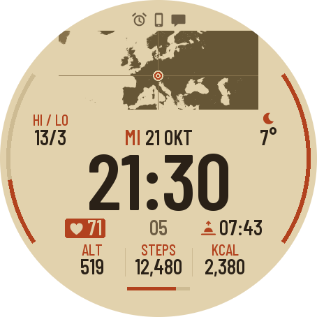 Atlas: World Map Field Watch Face · Screenshot 3
