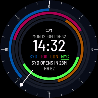 Market Hours Watch Face - Forex & Stock Sessions · Screenshot 0