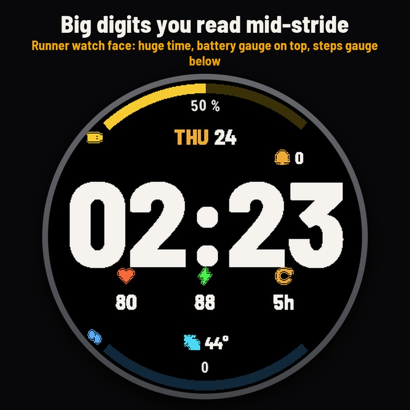 Astra Run Pro – 跑者表盘，大数字与电量 · Screenshot 0